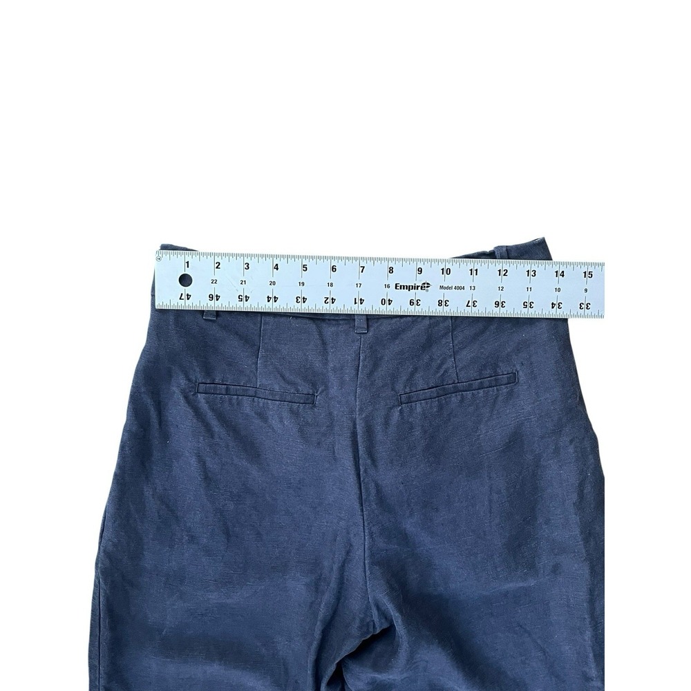 Aritzia Effortless Pant Blue Linen‎ Blend Wide Leg Cropped Trousers , Size 4 - Picture 6 of 9
